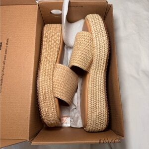 Tan Woven Platform Sandals